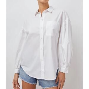 Rails Janae Shirt in White Organic Cotton Collared Button-Down Shirt Size M